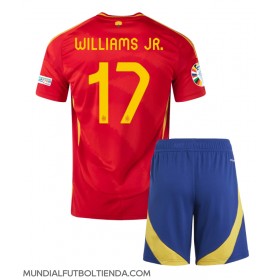 Camiseta España Nico Williams #17 Primera Equipación Replica Eurocopa 2024 para niños mangas cortas (+ Pantalones cortos)